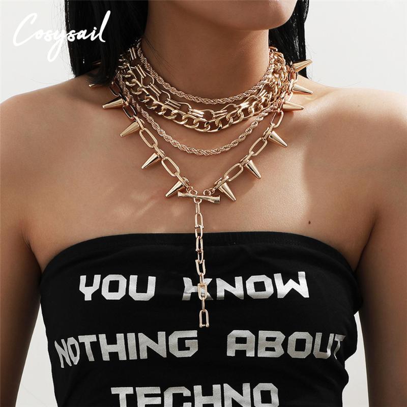 

Chains Cosysail 5Pcs/Set Punk Twist Chain Chunky Long Necklace Set Hip Hop Choker Statement Jewelry1
