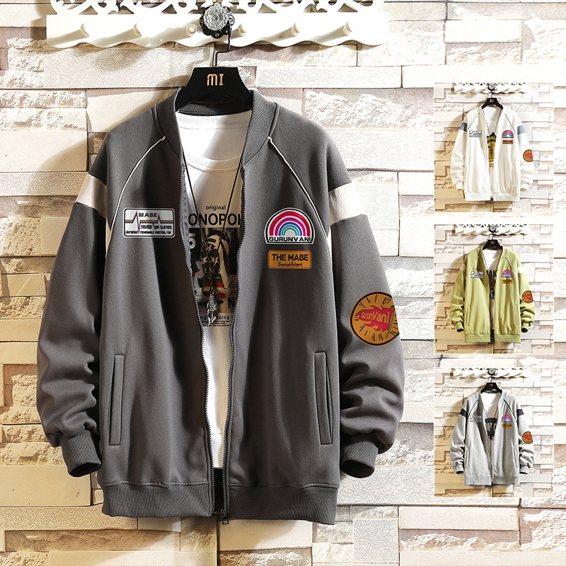 

2021 New hot letter printed casual male with hoodie baseball jacket new fall reflexive hip hop QW9F, Green