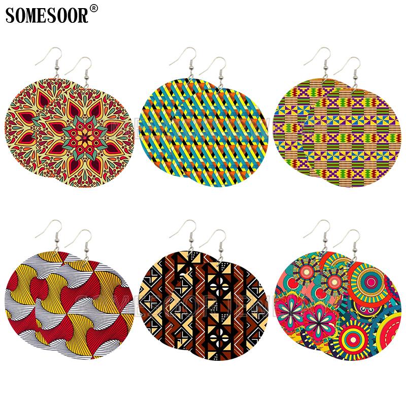 

SOMESOOR Jewelry Mixed 6 Package Wholesale Sale African Fabric Print Double Sides Printing Drop Earrings For Women Gifts