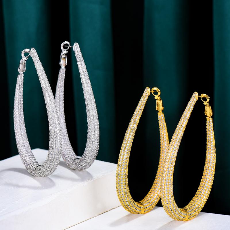 

GODKI Brand 2021 Luxury Cubic Zircon Round Circle Big Hoop Earrings For Women Charms Wedding DUBAI Bridal Statement Earrings