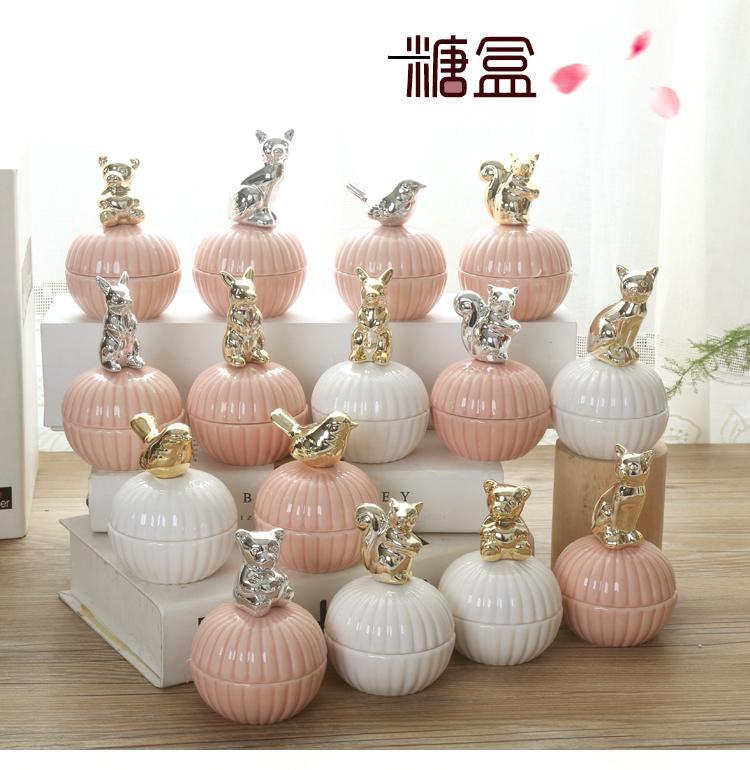 

Sweet Animal Ceramic Romantic Wedding Favors Gift Box Package Party Favor Pink Bags Wedding Bridesmaid Gift Jewelry Storage