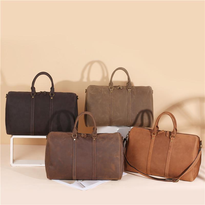 

Crazy horse Leather Travel Luggage Bag for men women Genuine leather cow skin Big Bag retro style, Beige