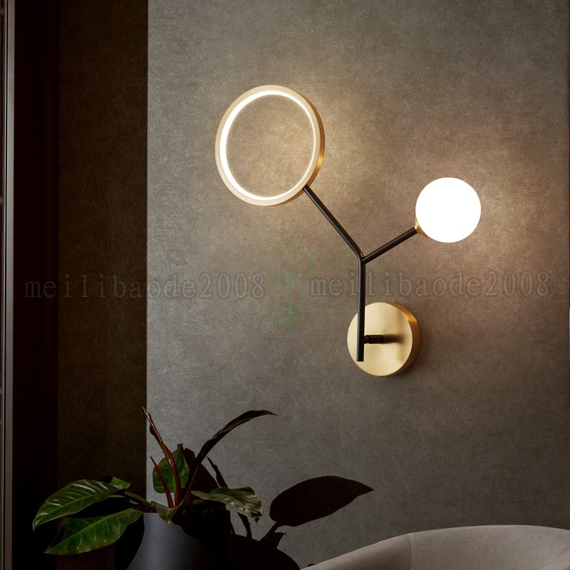 

Modern Led Ball Wall Lamp Bedroom Bedside Aisle Corridor Restaurant Living Room Copper Villa Apartment Stair Nordic Sconce Lamp Lighting Fixture