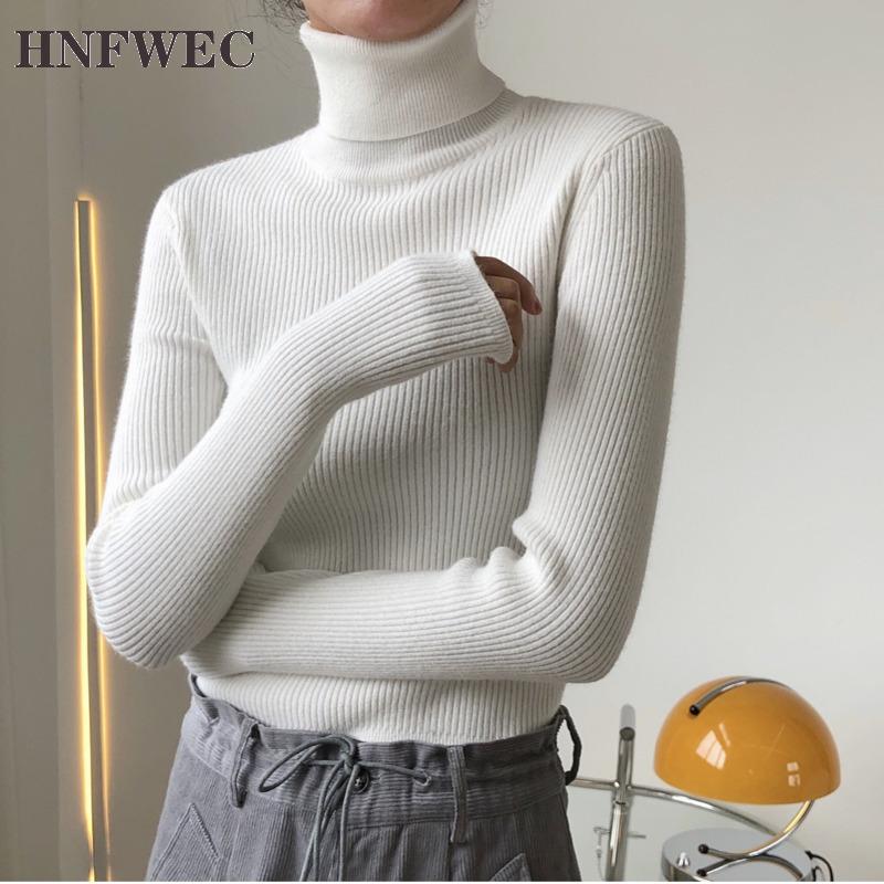 

New Autumn And Winte Fashion Sexy Turtleneck Knitted Sweater Long Sleeve Slim Short Pullover Shirt Top Women V545, Black