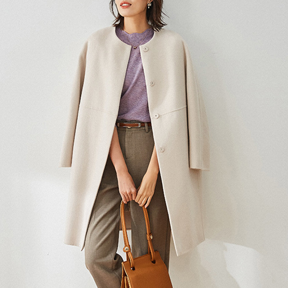 

shirt Women's Wool Coats New Hot Fashion Thick Thick Thin Beige Woman's Loose Color Elects Button Winter Wear Jackets Qfio, Multi