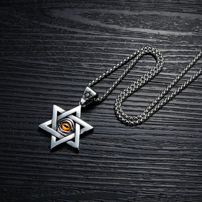

38mm Antique Star of David Evil Eye Protection Necklace in Stainless Steel1