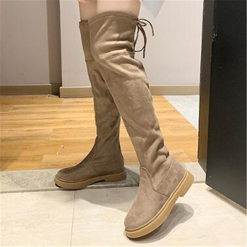

Bottoms 2021 New Women Thin Shoes on the Knee Sexy Female Fall Fashion Lady Thigh High Black Khaki Boots 7USP, Orange.