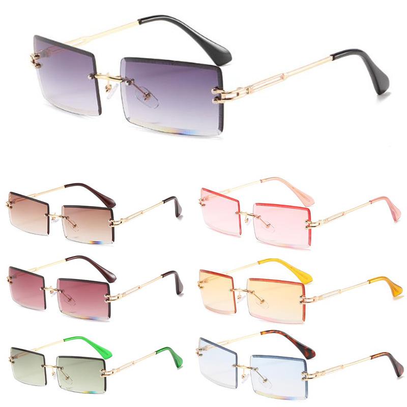 

Fashion Small Rectangle Sunglasses Women Ultralight Candy Color Rimless Ocean Sun Glasses Non Polarized Gradient Shades M393