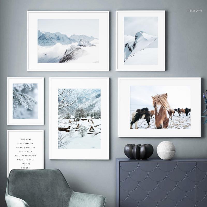 

Paintings Alps Ice Mountain Smog Pine Forest Horse Wall Art Canvas Painting Nordic Posters And Prints Pictures For Living Room Decor1