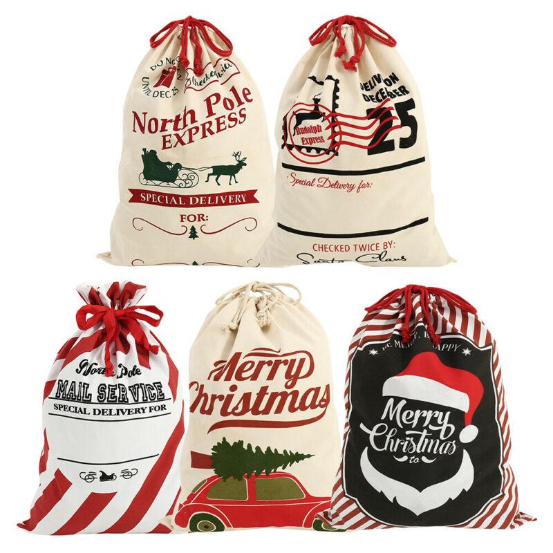 

New 20x28 Jumbo Canvas Christmas Bags Cotton Burlap Santa Xmas Personalize Bag Christmas Candy Gift Bag Ornaments For Home