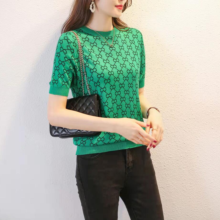 

2022GG Women Knits Tees Morandi High Quality Knit T Shirt Fashion Summer Short Sleeves Casual Tops, Orange