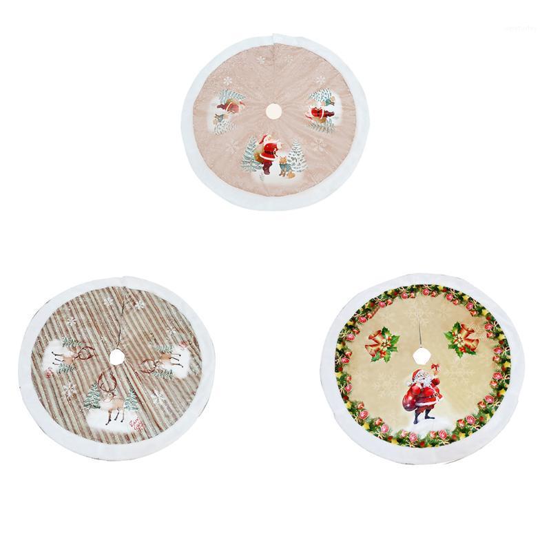 

98cm Merry Christmas Tree Skirt Xmas Holiday Santa Reindeer Decoration Ornament Home Party Tree Mat Apron1