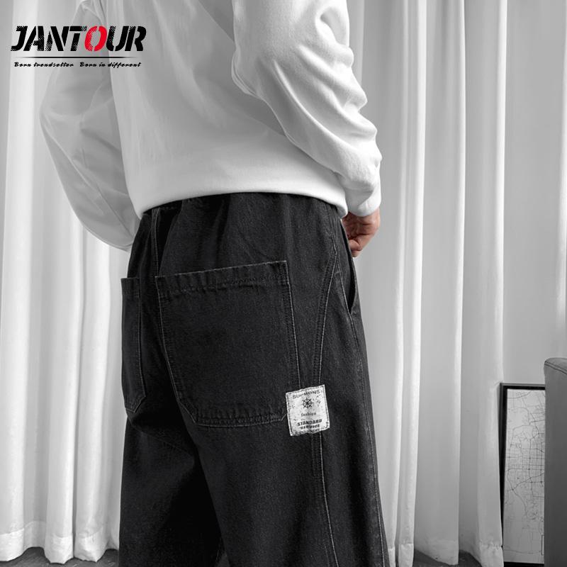 

Baggy Harem Jeans Men Loose Joggers Streetwear 2021 Fashions Korean Wide Leg Cargo Pants Big Pocket Pants Denim Trousers Male, Black gray