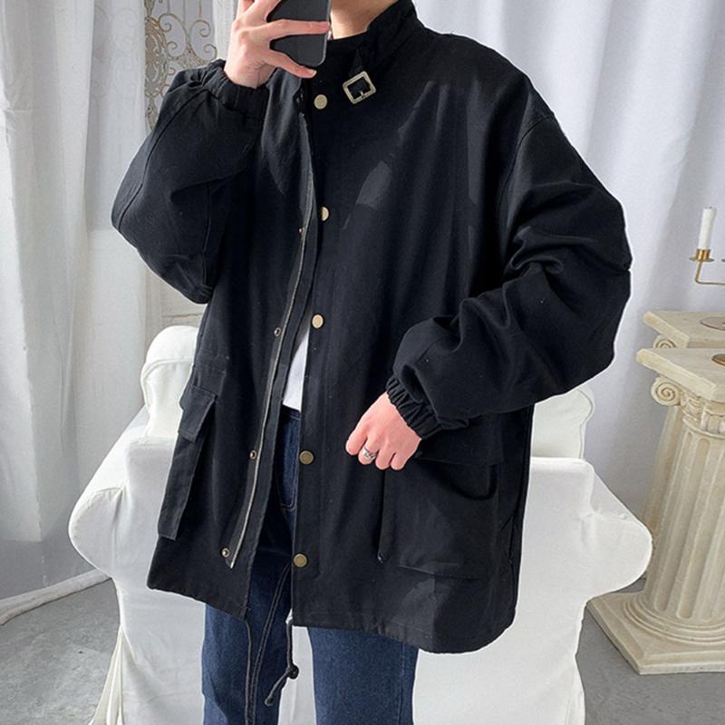 

Goth Casual Jackets Men Gothic Streetwear Spring Autumn 2021 NEW Korean Style Trend Vintage Men's Jacket Green Loose School, Black