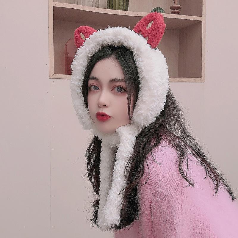 

New Strawberry Ears Hat Beanies Knitted Winter Hat Solid Hip-hop Skullies Knitted Cap Gifts Warm Lovely Christmas Outdoor, Khaki