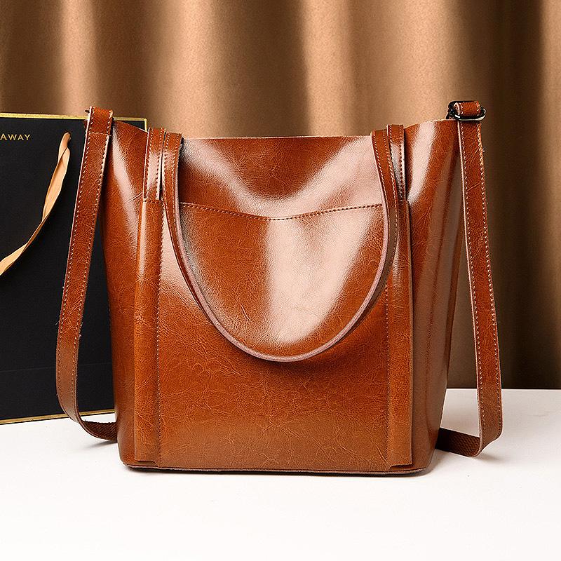 

Hot Cowhide Women Shoulder bag High Quality 100% Genuine Leather Handbag Fashion High Capacity Women Messenger Tote, Black