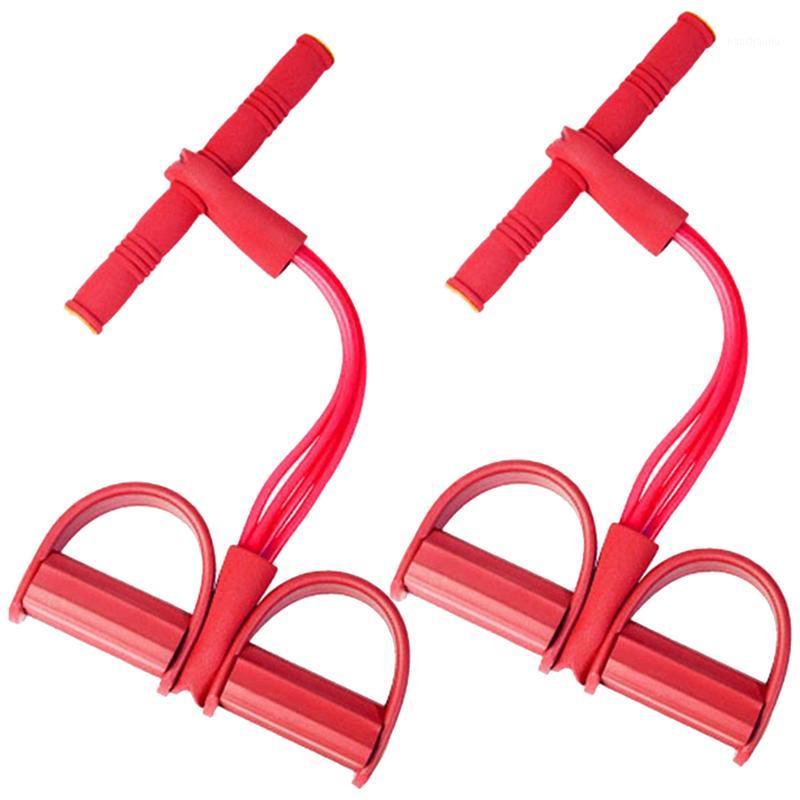 

2PCS Pedal Resistance Band Yoga Stretch Band with Handle Elastic Pull Rope Foot Pedal Expander for Stretching Slimming Training1, Red