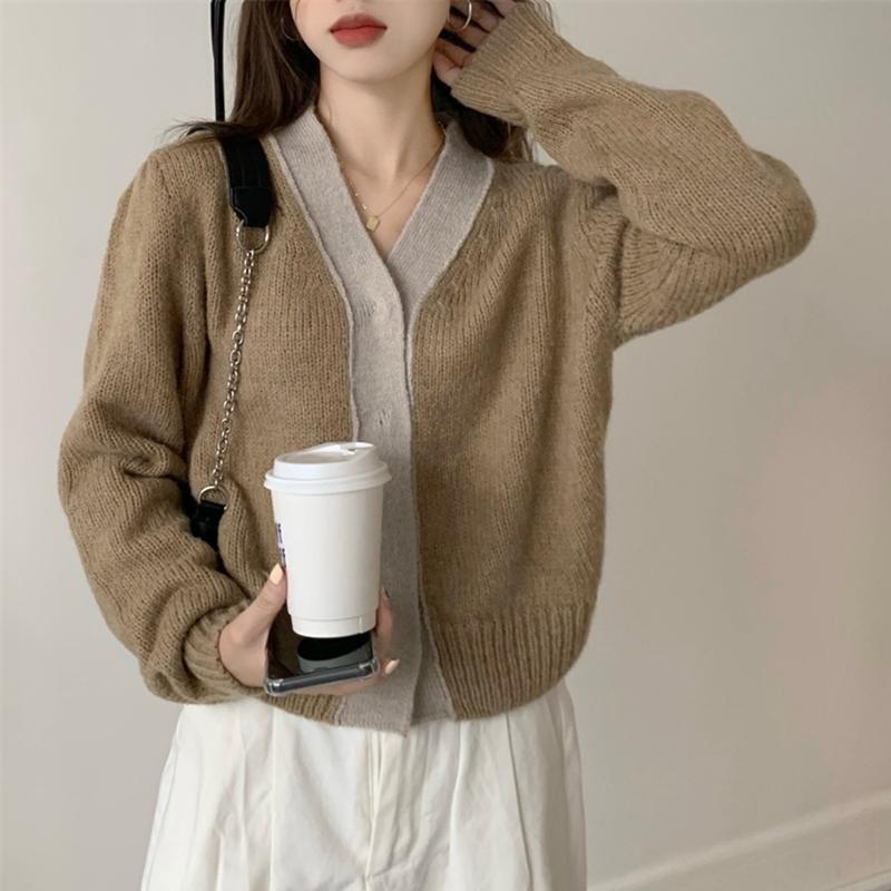 

Women's Knits & Tees AOSSVIAO Cardigan Women Sweater Pink Khaki V-Neck Knitted 2022 Fall Clothes Solid Casual Single Breasted Vintage Top Fa, White