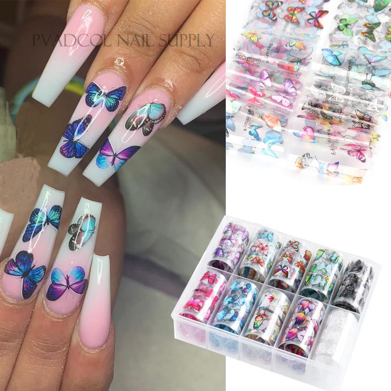 

Nail Foils Butterfly Series Nail Art Transfer Foil Decal Colorful Black Purple Decals Sliders Wraps Manicure Nails Art Decoratio, B119
