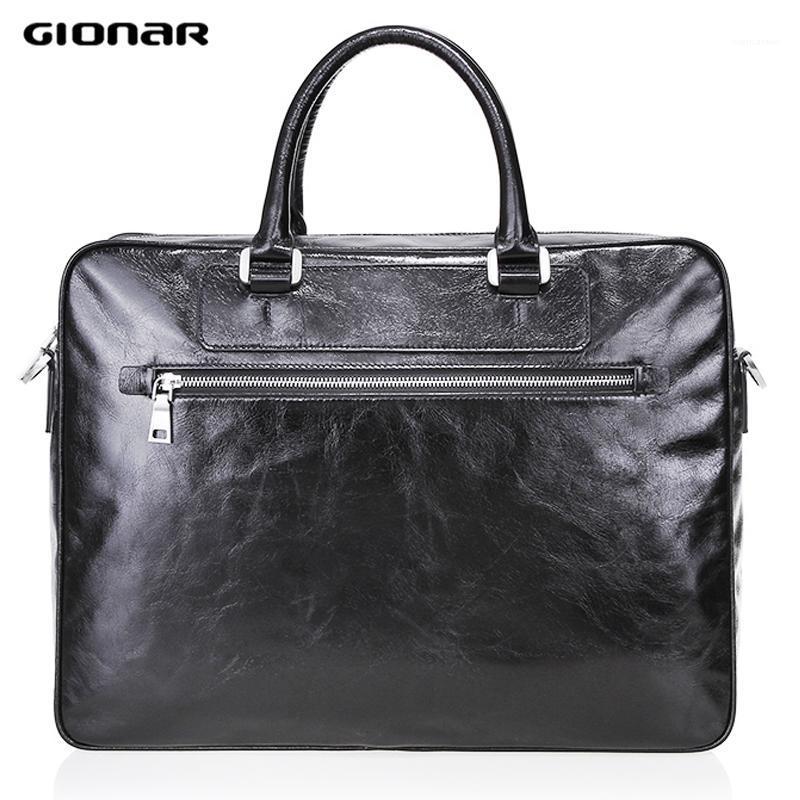 

GIONAR Leather Briefcase1, Black