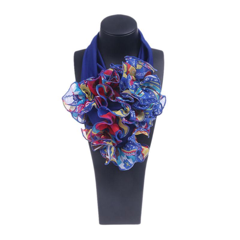 

Womens Floral Collar Scarf Luxury Flower Printed Neckerchief Ring Neck Scarves 517D