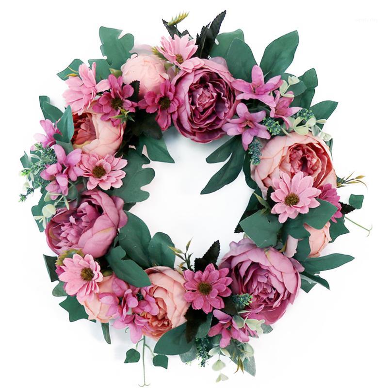 

Home Decor Simulation Flowers Wall Hanging Door Ornament Party Floral Lifelike Handmade Artificial Wreath Wedding Christmas1