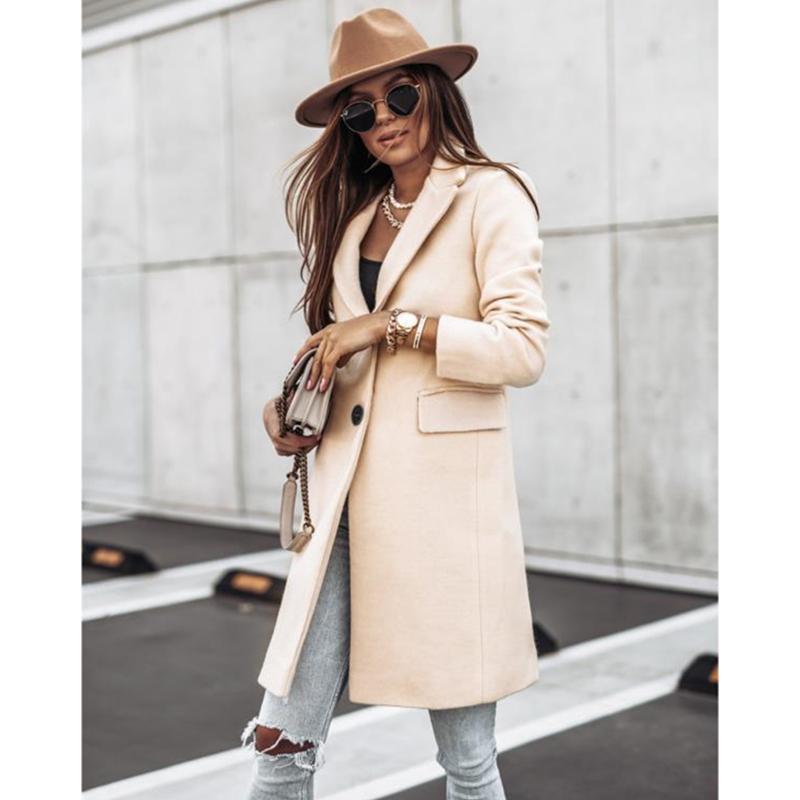

Women Winter Black Long Wool Coat Streetwear 2020 Ladies Trench Korean Fashion Female Loose Clothing Windbreaker Autumn, As photo shows