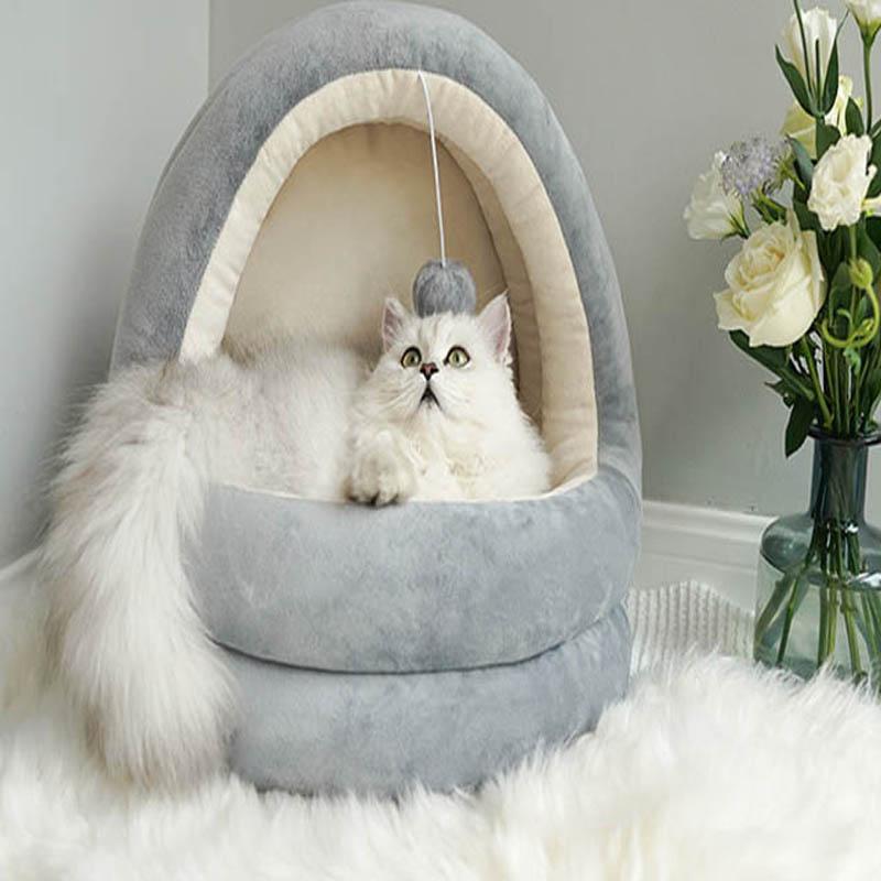 

Pet Warm Cat Sleeping Nest Small Dog Kennel Bed Cave House Puppy Winter Thicken Cattery