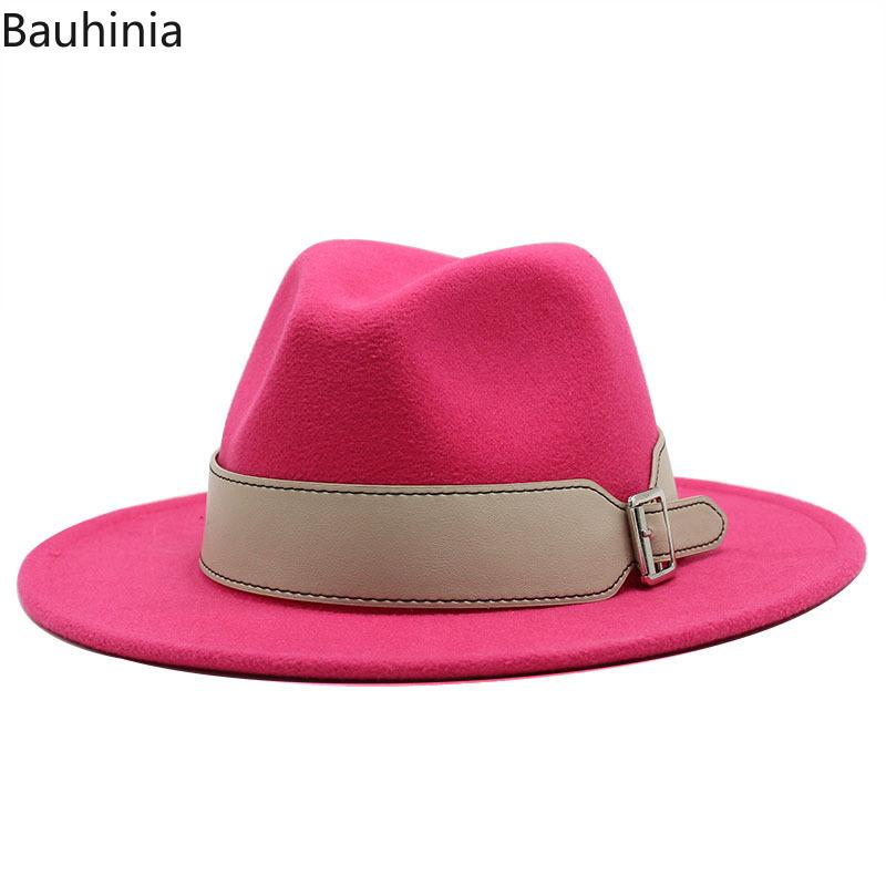 

2020 New Panama fashion Women Men Big Wool Fedora Hat Gentleman Elegant Lady Winter Autumn Wide Brim Jazz Sombrero Cap