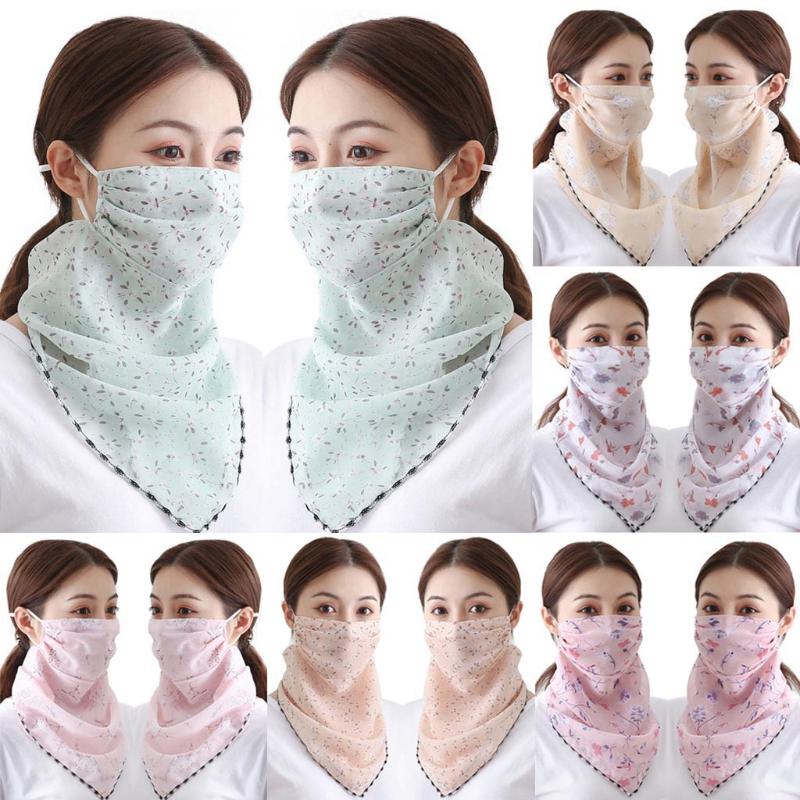 

2 Pack Floral Print Bandana Women Scarf Multi-pattern Chiffon Neck Gaiter Scarf Turban Bandanas Sun Proof Cover Outdoor headband
