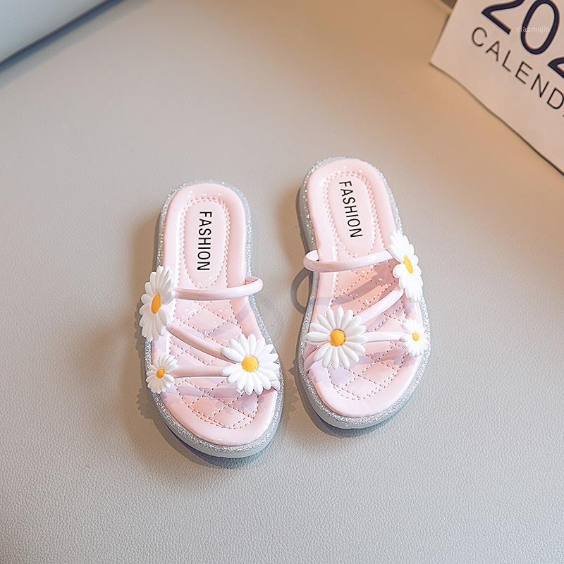 

Casual Daisy Flowers Soft Medium Big Children's Princess Beach Sandals Summer Girls Outdoor Slippers For Kids Floral Beach Shoes1, Black