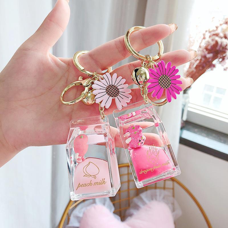

Floating Cute Watermelon Keyring Acrylic Bottle Keychain Moving Liquid Quicksand Fruit Key Ring for Women Bag Pendant Keyfob1