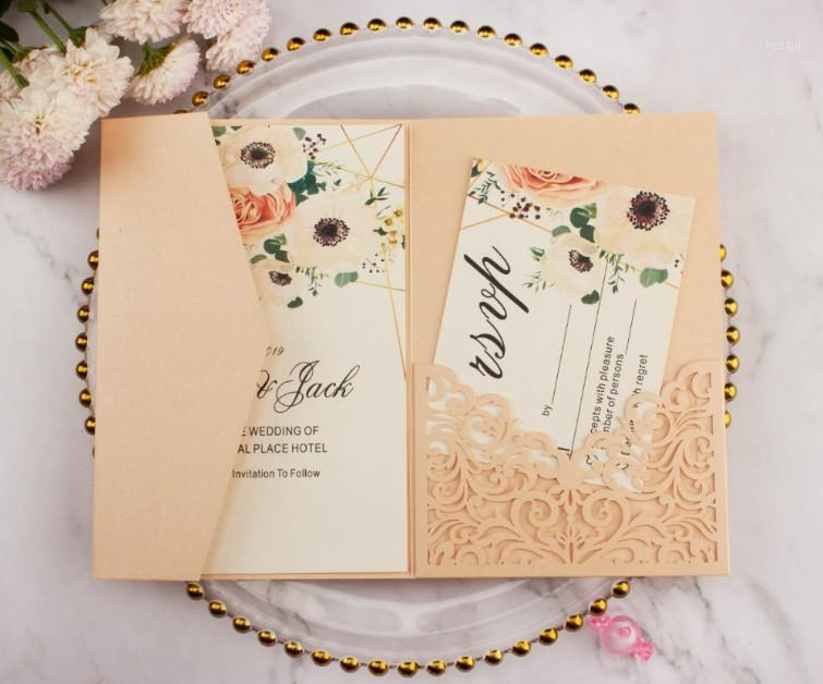 

50pcs/lot halloween trifold card pocketfold Wedding invitation Cards three fold pocket Laser Cut invite Greeting Covers party1
