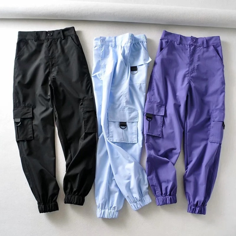 

2021 New 21 Years Autumn Han Edition Tall with a Large Pocket Elastic Waist Mouth Leisure Trousers of Tooling Wjvn, Black