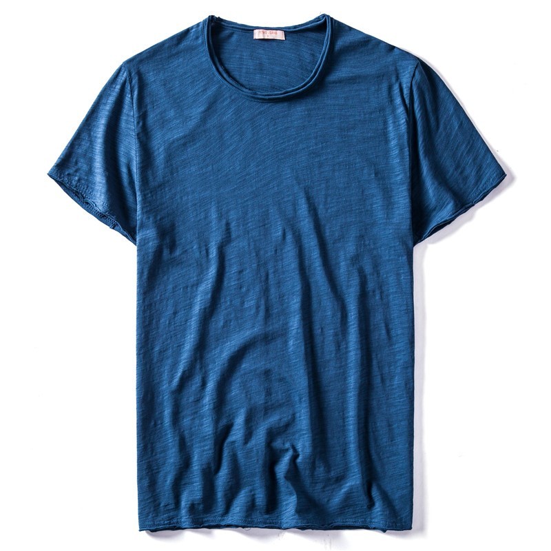 

2020 New Summer 10 Colors O-neck T-shirt Men 100% Cotton Short Sleeve Solid Mens Tshirts Fitness Undershirt Male Tops Tees Shirt, Navy