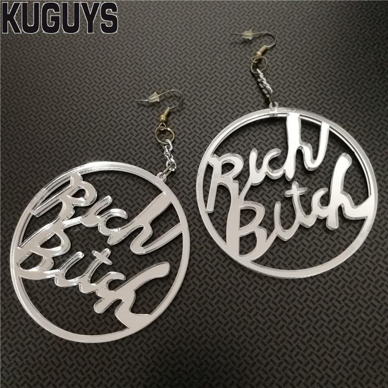 

KUGUYS Acrylic Jewelry Bitch Tassel Earrings for Women Round Drop Earring
