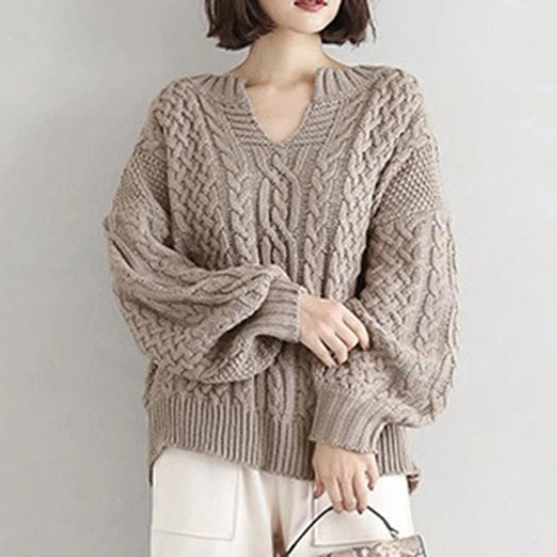 

Sweater Neckline Slit 2020 Autumn And Winter Round Neck Japanese Solid Color Pullover Sexy Style Loose Knit Sweater Top Women1, Black