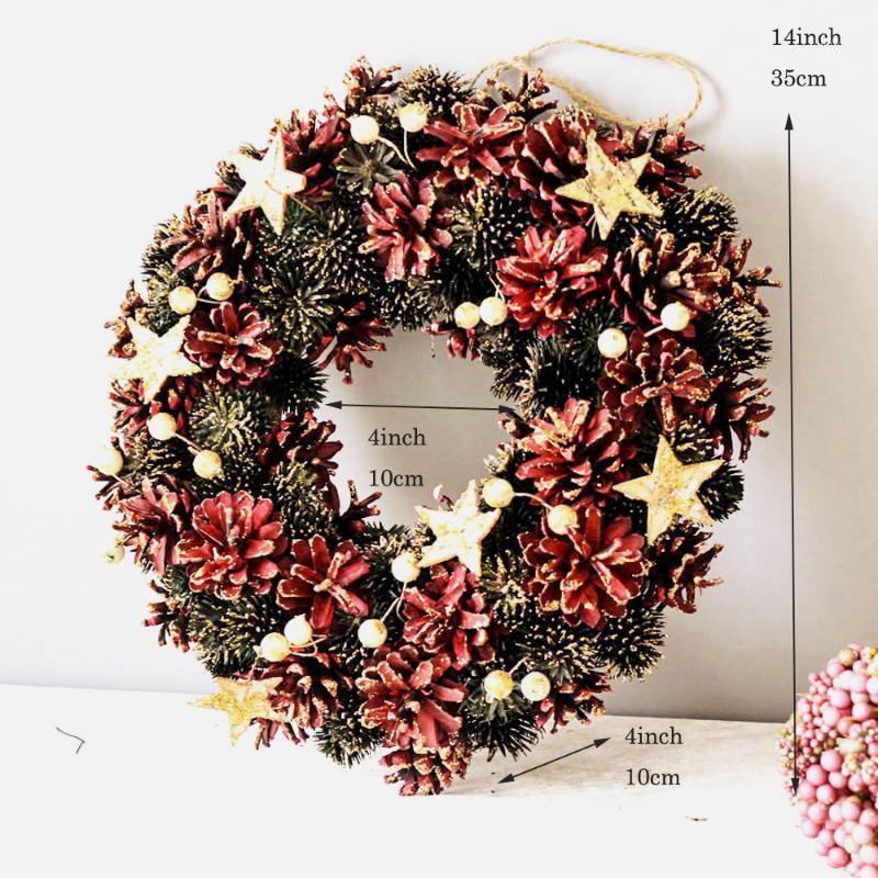 

Party Xmas Craft Nature Staff Stars Decoration Christmas Wreath Window Door Wreath for Home New Year Decorations Garland Decor1, As pic