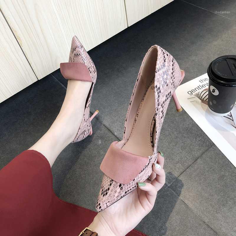 

Elegant Women Pumps High Heel Faux Snakeskin pattern Office Ladies Pink Shoes Sexy Pointed Toe Women Party Wedding Shoes1, Beige
