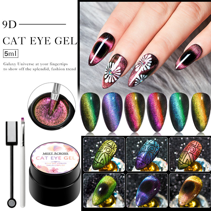 

MEET ACROSS 9D Magnetic Cat Eye Nail Gel Polish Chameleon Soak Off UV/LED Nail Varnish Semi Permanent Manicure Gel Lacquer, Z196