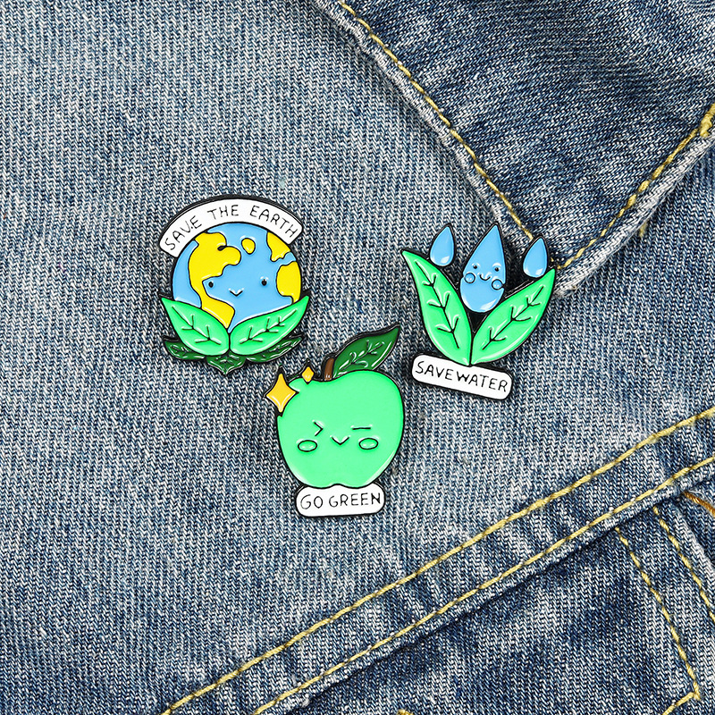 

Save The Earth Water Cute Enamel Brooches Pin for Women Girl Fashion Jewelry Accessories Metal Vintage Brooches Pins Badge Wholesale Gift