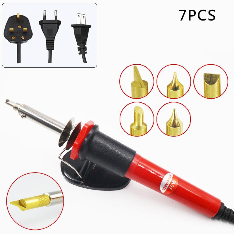 

JUNEJOUR Wood Carved Pyrography Electric Iron Tools Set For Engraving Craft Soldering Iron Pen 7Pcs of Set Wood Burning KitTools