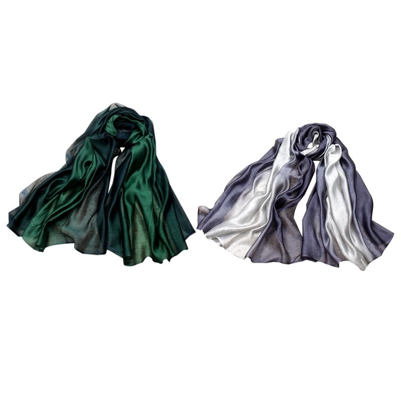 

New Long Mulberry Silk Gradient Scarf Shawl Dual Purpose Ladies Silk Scarf