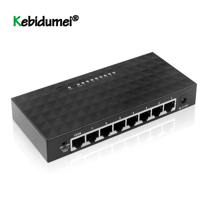 

8 Port Gigabit Switch Desktop RJ45 Ethernet Switch 1000mbps Lan Hub 8 Port Shell Plastic Network Black