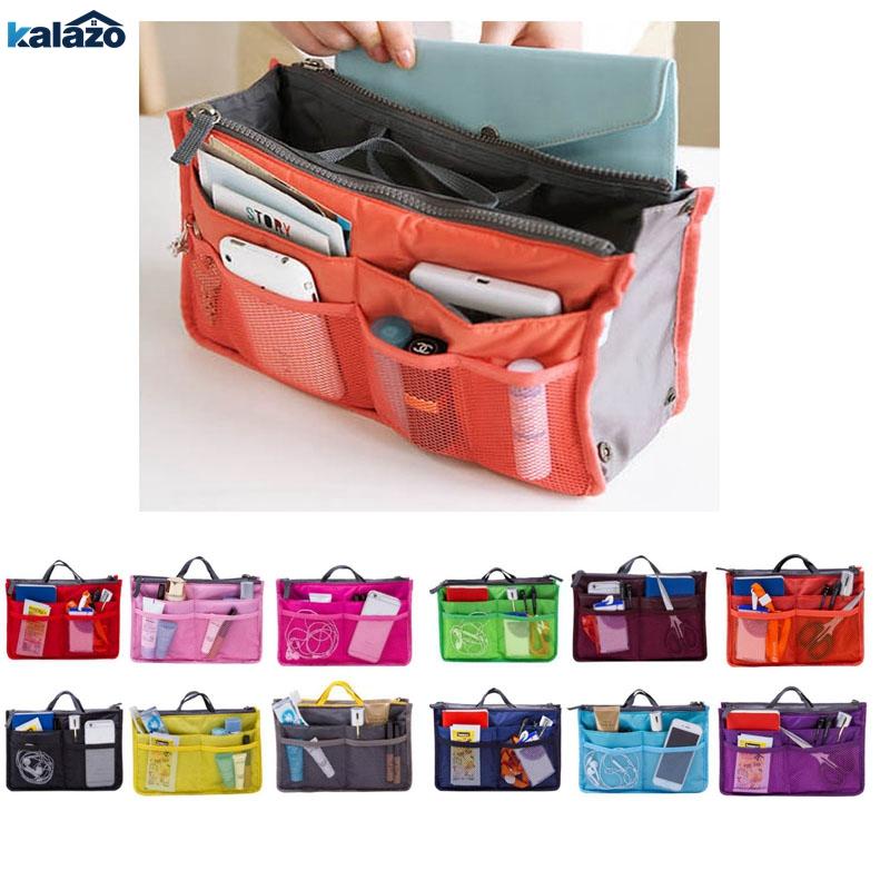 

Organizer Insert Bag Women Nylon Travel Insert Organizer Handbag Purse Large liner Lady Makeup Cosmetic Bag Cheap Female Tote