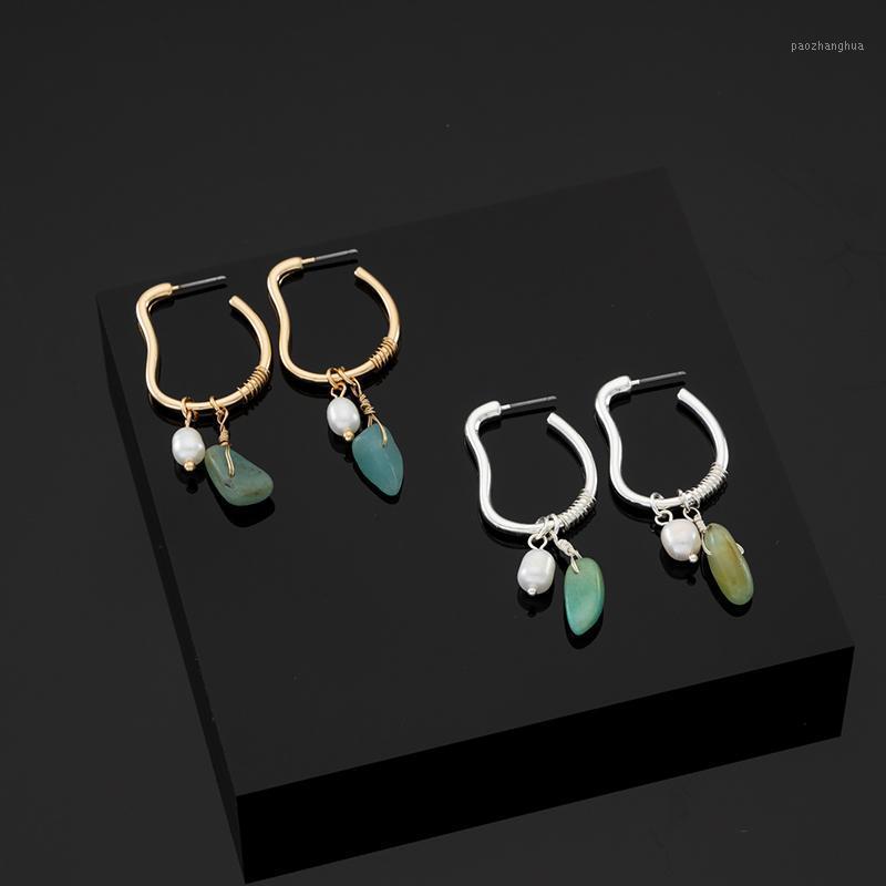 

Dangle & Chandelier Jaeeyin 2022 Arrivals Natural Stone Fresh Water Removable C Shape Hoop Bohemia Geometric Earrings Minimalist Gifts For L, Silver