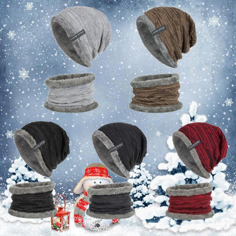 

Beanies Winter Cap Women Men Hat 2 Pieces Knit Cap Head Hat Beanie and Winter Warm Outdoor Beanie Muts #2O16