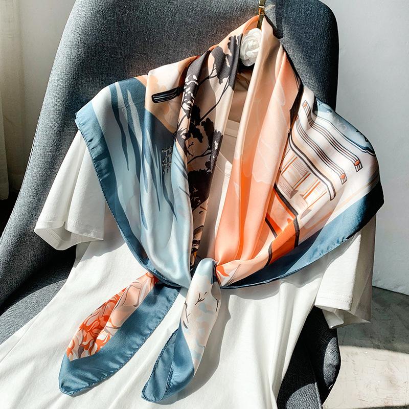 

2021 Women Foulard Small Silk Scarves Head Hijab Scarf Ladies Leopard Shawl Wrap Muffler Pareo Bandanna Bandana Female