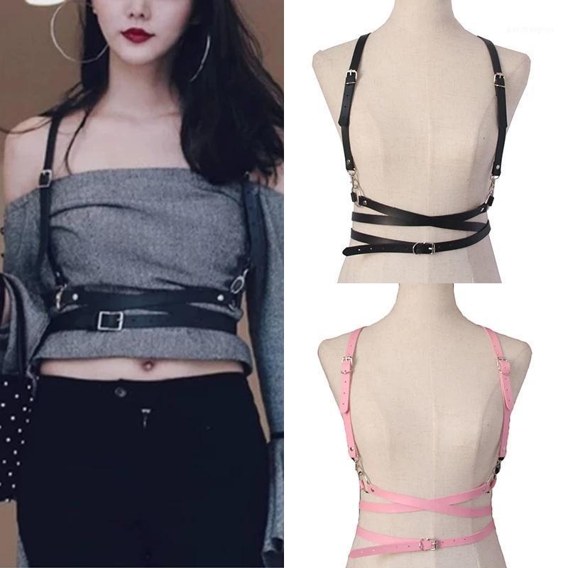 

Harajuku Punk Belt Women Street Hip Hop Bondage Belts Luxury Designer Brand Straps For Ladies Rock Cinturones Para Mujer 2022, Black;brown