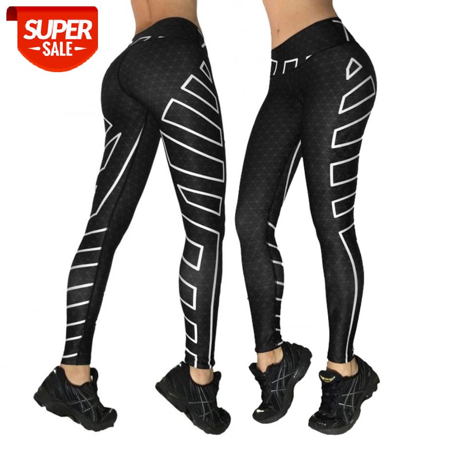 

New Mesh Pattern Printed Women Sportswear Leggings Casual Black High Waist Skinny Polyester Leggings #ll9H, Black;white